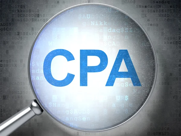Business concept: CPA with optical glass — 图库照片