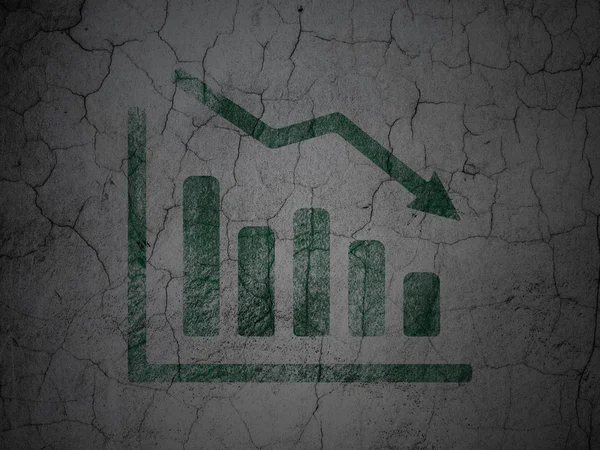 Concetto aziendale: grafico in calo sullo sfondo della parete grunge — Foto Stock