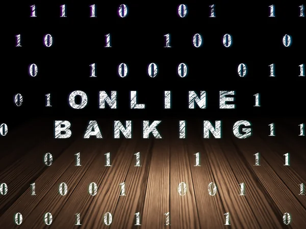 Bedrijfsconcept: Online Banking in grunge donkere kamer — Stockfoto