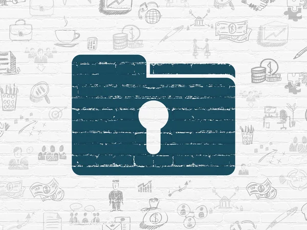 Business concept: Folder With Keyhole on wall background — Stock Photo, Image