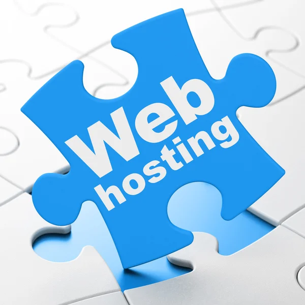 Webentwicklungskonzept: Webhosting auf Rätselhintergrund — Stockfoto