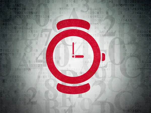 Zeitkonzept: Uhr auf digitalem Papierhintergrund — Stockfoto