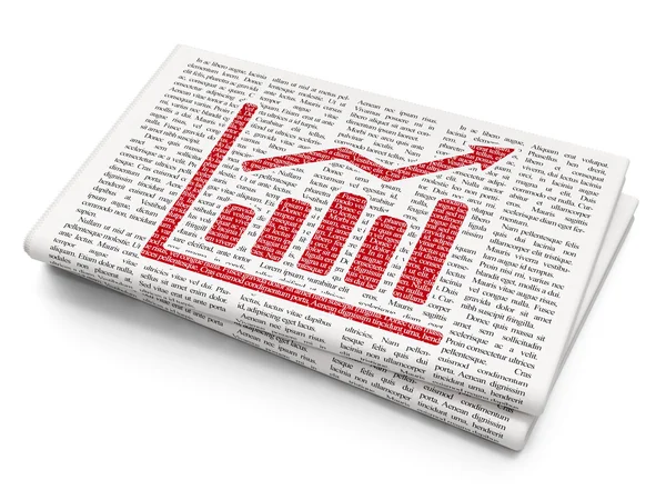 Concepto de marketing: Gráfico de crecimiento en los antecedentes periodísticos —  Fotos de Stock