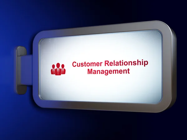 Concept marketing : Gestion de la relation client et gens d'affaires sur fond de panneau d'affichage — Photo