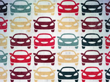 Travel concept: Car icons on Digital Paper background