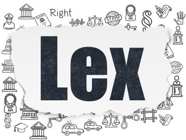 Hukuk kavramı: Yırtık Kağıt arkaplanı üzerine Lex