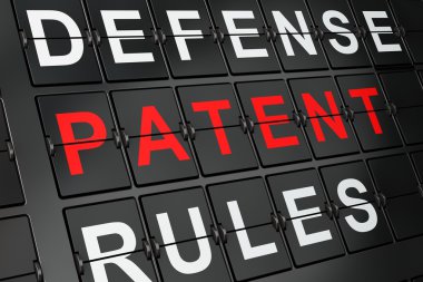 Hukuk kavramı: Havaalanı kurulu arka plan üzerinde Patent