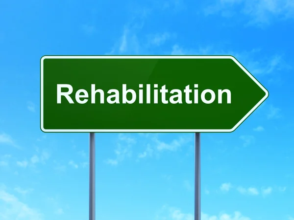 Egészségügyi koncepció: rehabilitációs közúti jel háttér — Stock Fotó
