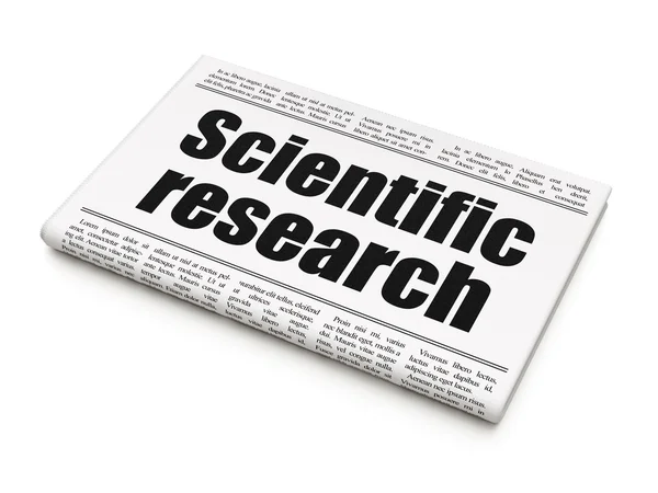 Conceito de ciência: manchete do jornal Scientific Research — Fotografia de Stock