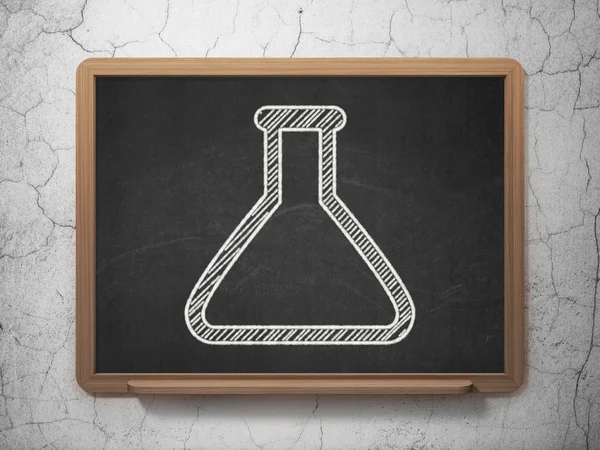 Science concept: Flask on chalkboard background — Stock Photo, Image