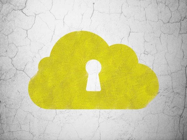 Cloud computing concept: Cloud With Keyhole on wall background — Stock Photo, Image