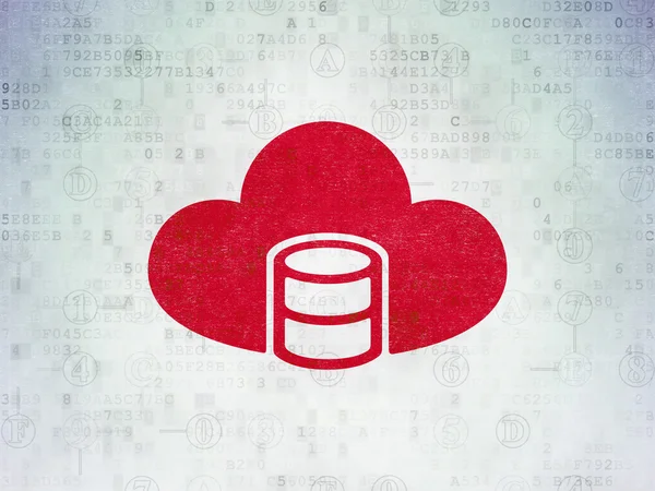 Cloud-Technologie-Konzept: Datenbank mit Cloud auf digitalem Papierhintergrund — Stockfoto