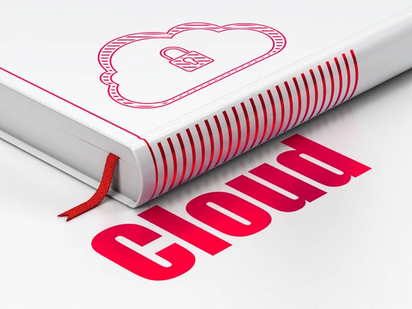 Concetto di tecnologia cloud: libro Cloud With Padlock, Cloud on white background — Foto Stock