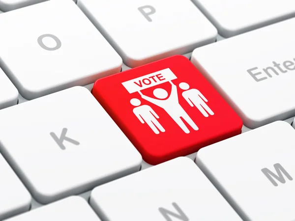Πολιτική έννοια: προεκλογική εκστρατεία σε φόντο υπολογιστή πληκτρολόγιο — Φωτογραφία Αρχείου