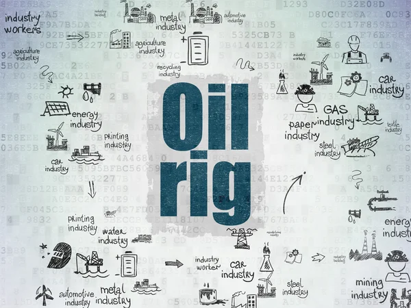 Branchenkonzept: Ölplattform auf digitalem Papierhintergrund — Stockfoto