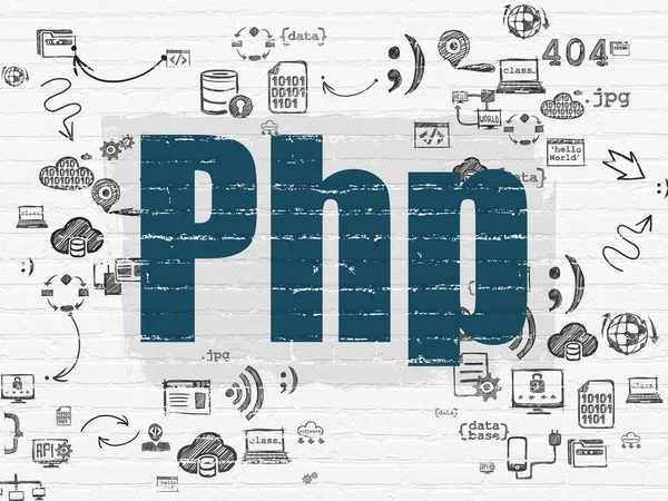 Programmierkonzept: PHP auf Wandhintergrund — Stockfoto