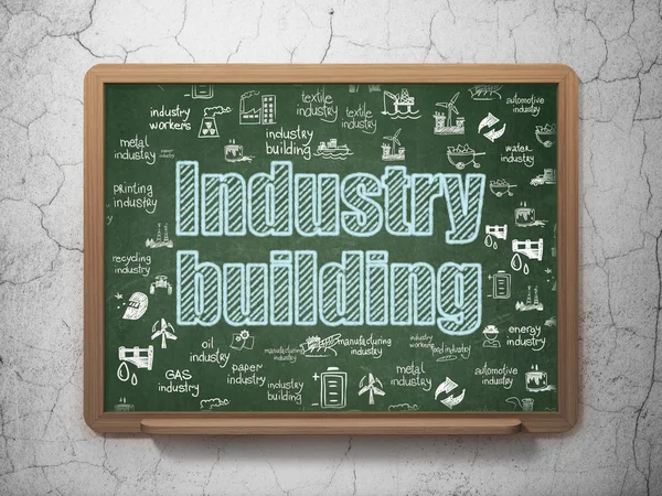 Concept van de industrie: industrie gebouw op de achtergrond van de schoolraad — Stockfoto