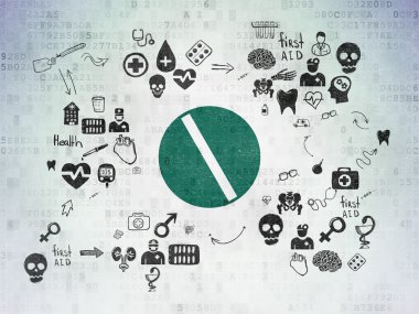 Health concept: Pill on Digital Paper background