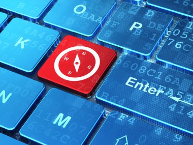 Tatil kavramı: pusula bilgisayar klavye arka plan üzerinde