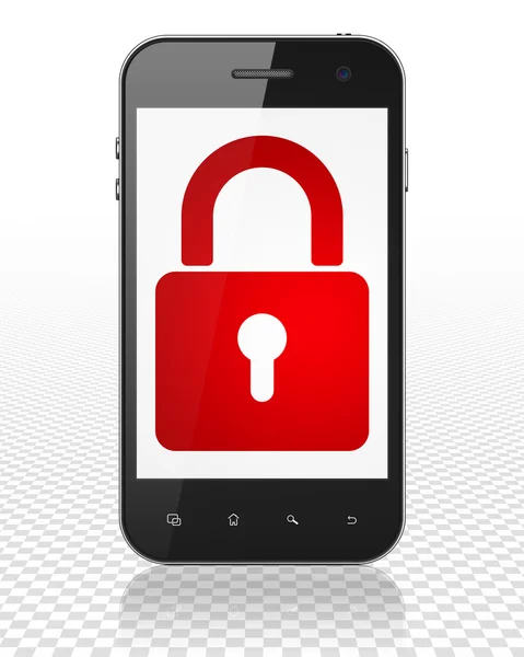 Concepto de privacidad: Smartphone con candado cerrado en pantalla —  Fotos de Stock