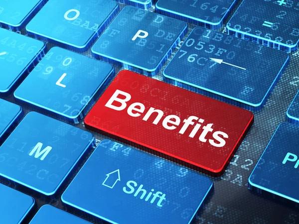 Business concept: Benefits on computer keyboard background — Stock Fotó