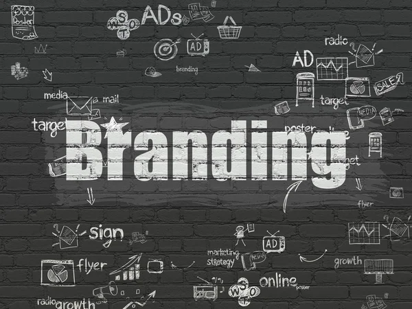 Concepto de marketing: Branding sobre fondo de pared —  Fotos de Stock