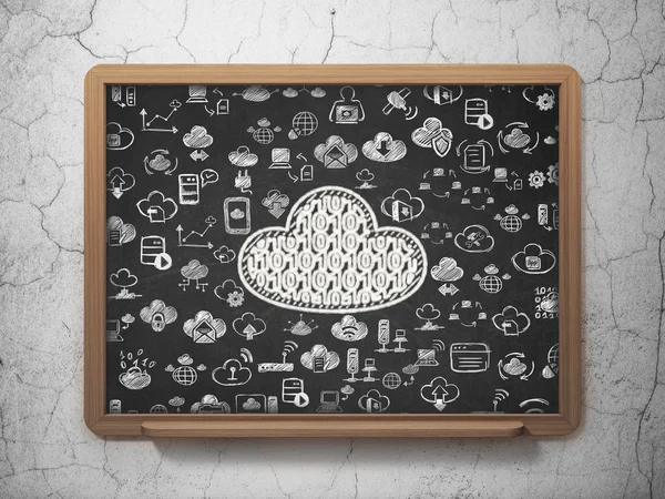 Concepto de computación en nube: nube con código en el fondo de la Junta Escolar — Foto de Stock
