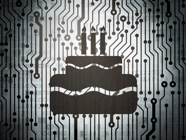 Holiday concept: circuit board with Cake — Zdjęcie stockowe