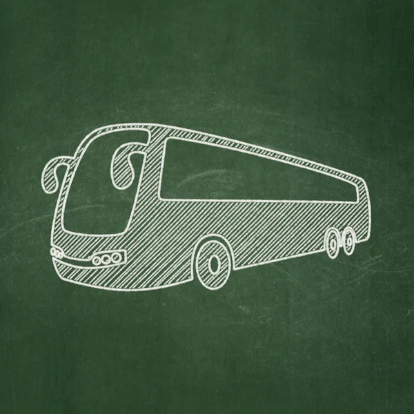 Reisekonzept: Bus auf Kreidetafel — Stockfoto