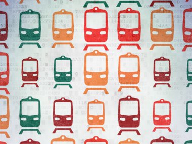 Turizm kavramı: tren dijital kağıt arka plan simgeleri