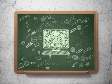 Learning concept: Computer Pc on School Board background