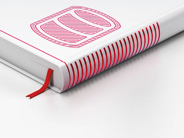 Software concept: closed book, Database on white background — 图库照片