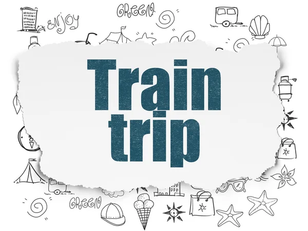 Tourism concept: Train Trip on Torn Paper background — Stock Photo, Image