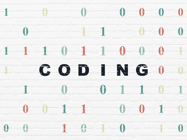Konsep perangkat lunak: Coding di latar belakang dinding — Stok Foto