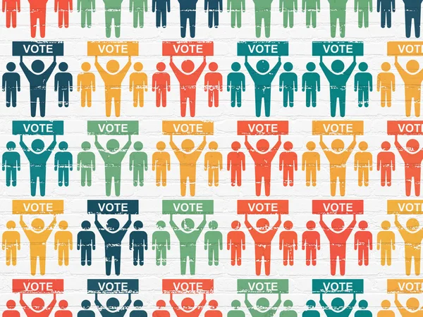 Политическая концепция: иконки предвыборной кампании на стене — стоковое фото