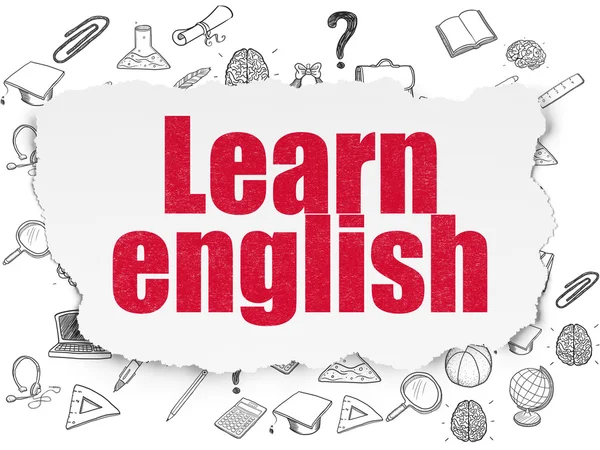 Learning concept: Learn English on Torn Paper background — Stok fotoğraf