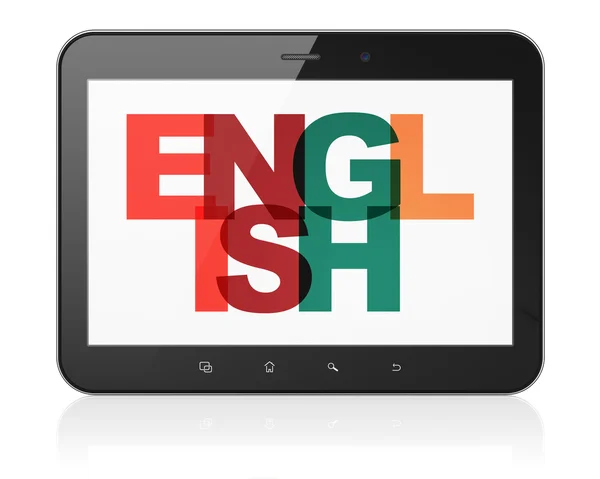 Koncepcja studia: komputer typu Tablet z angielskiego na wyświetlaczu — Zdjęcie stockowe