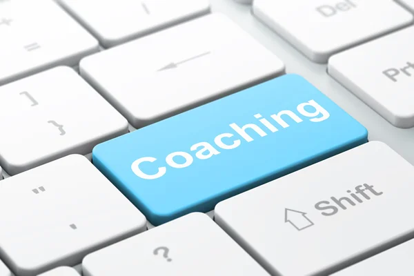 Learning concept: Coaching on computer keyboard background — Stock Photo, Image