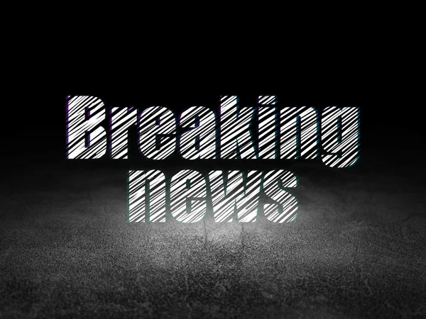 Nieuws begrip: Breaking News in grunge donkere kamer — Stockfoto