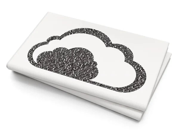 Nätverkskoncept i molnet: Cloud på tomma tidningen bakgrund — Stockfoto