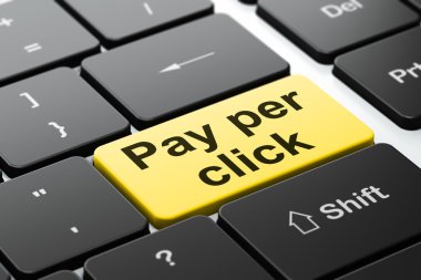 Pazarlama kavramı: Pay Per Click bilgisayar klavye arka plan üzerinde