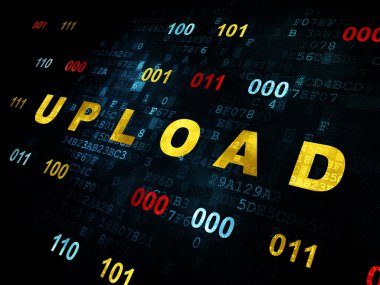 Web geliştirme kavramı: dijital arka plan üzerinde Upload