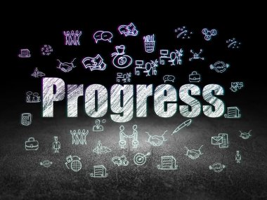 İş kavramı: grunge karanlık odada ilerleme