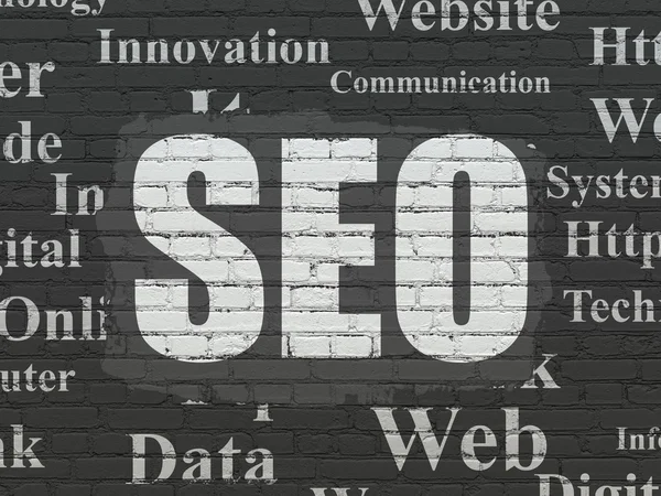 Web design concept: SEO on wall background — Stock Photo, Image