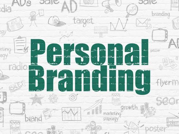 Reklam koncept: Personlig Branding på vägg bakgrund — Stockfoto