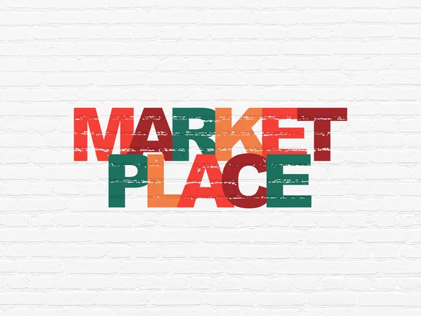 Advertising concept: Marketplace on wall background — Stock Photo, Image