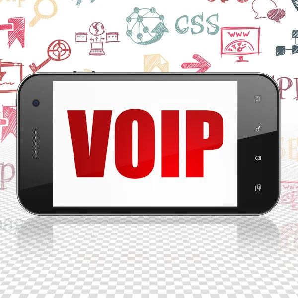 Web design concept: Smartphone with VOIP on display — 图库照片