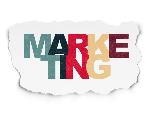Concepto de marketing: Marketing sobre fondo de papel desgarrado — Foto de Stock