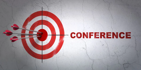 Finance concept: target and Conference on wall background — Stock fotografie