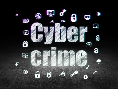 Protection concept: Cyber Crime in grunge dark room